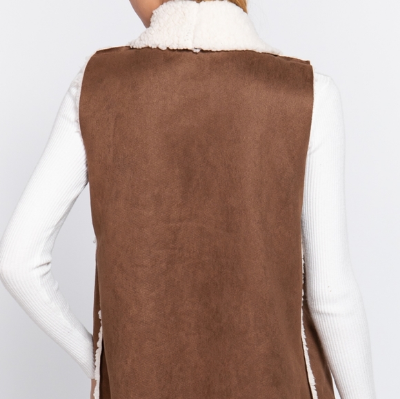 Women's Faux Sued Fur Vest Size L - Picture 5 of 6